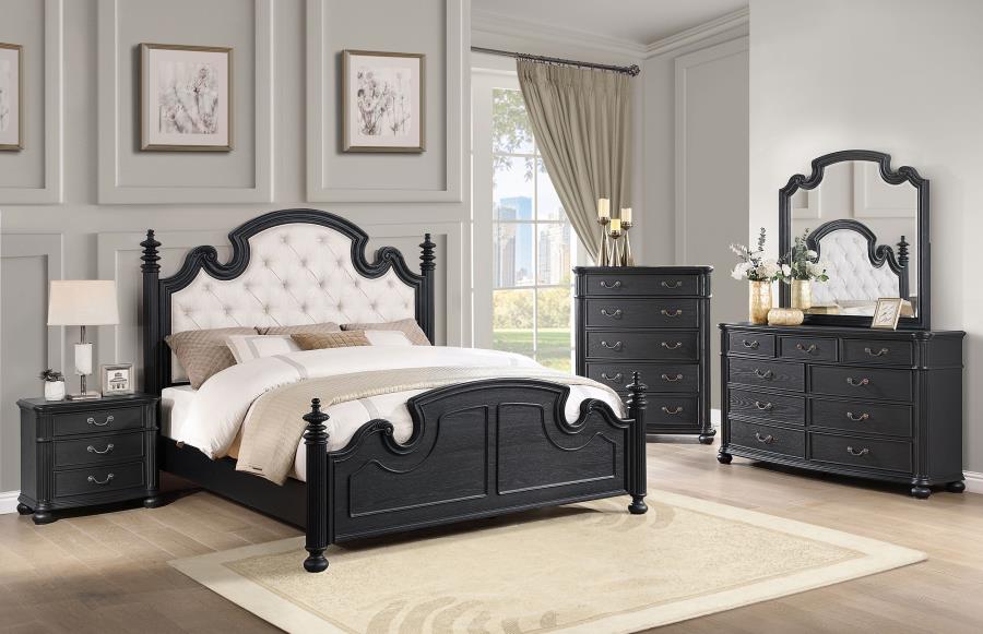 (image for) Celina Wood Eastern King Poster Bed Black