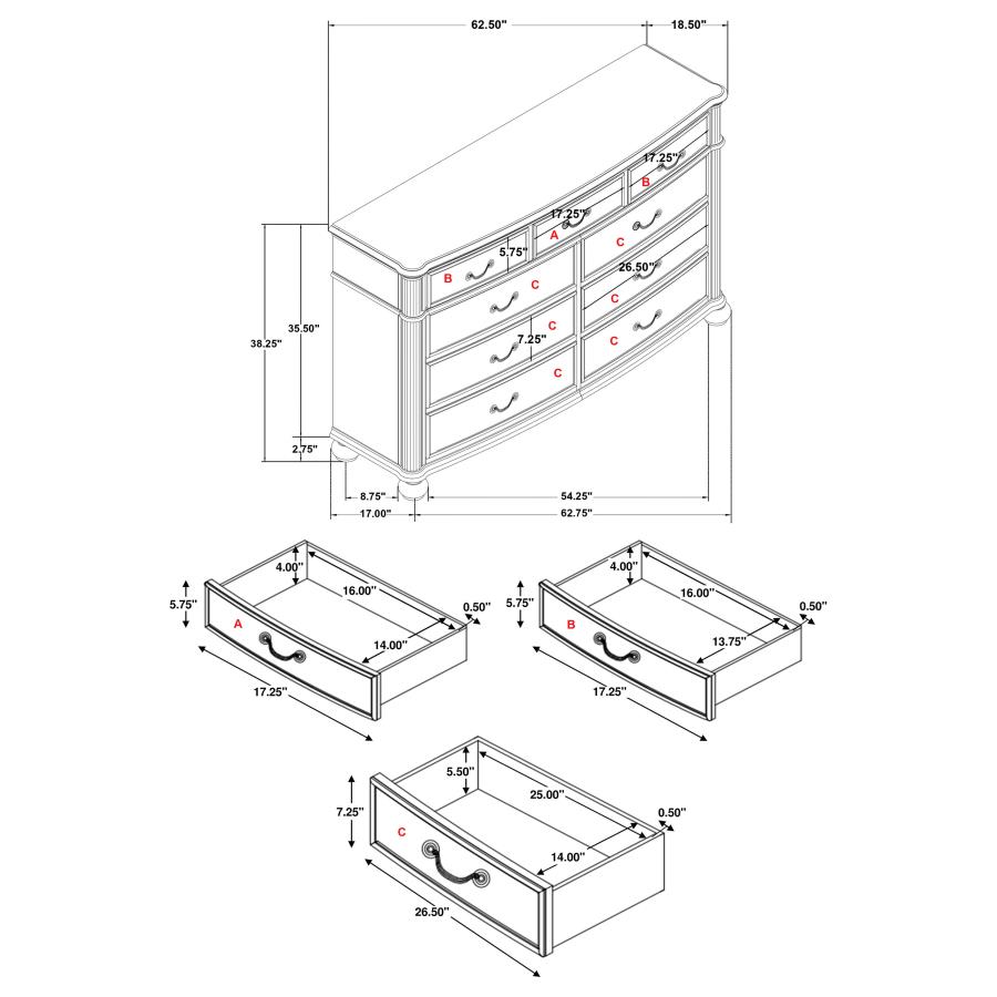 (image for) Celina 9-drawer Dresser Black