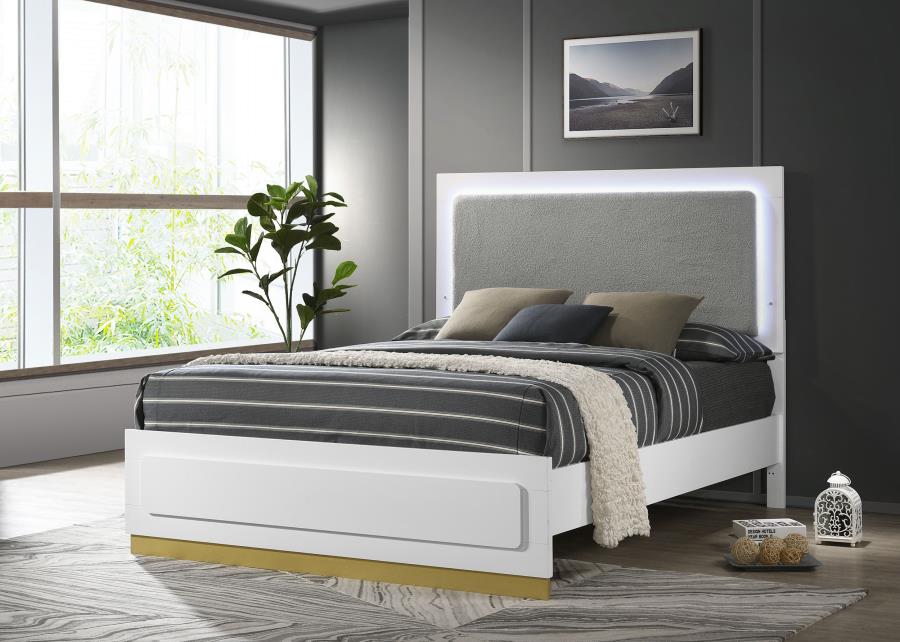 (image for) Caraway Wood Eastern King LED Panel Bed White