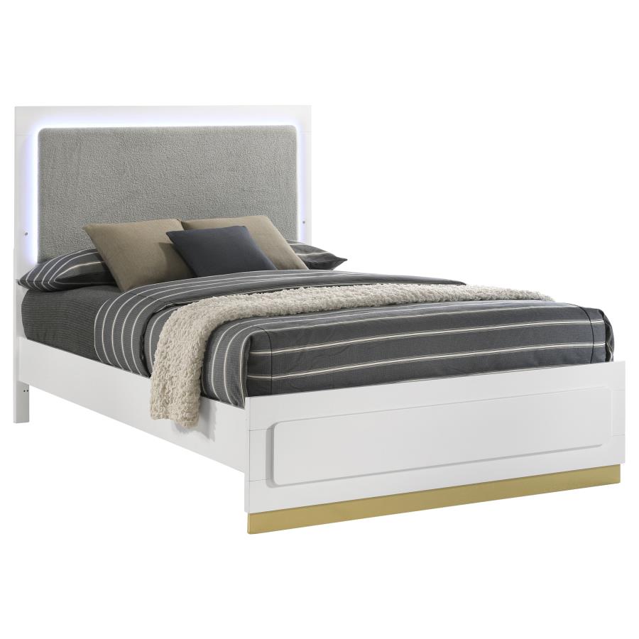 (image for) Caraway Wood Eastern King LED Panel Bed White