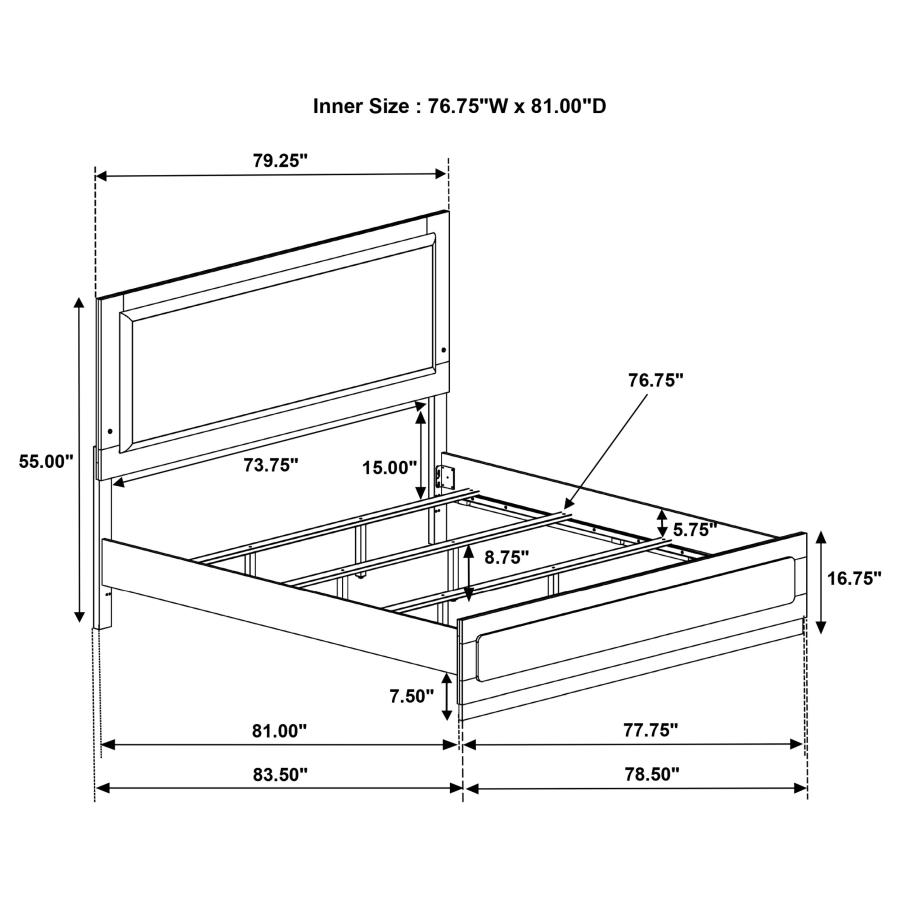 (image for) Caraway Wood Eastern King LED Panel Bed White