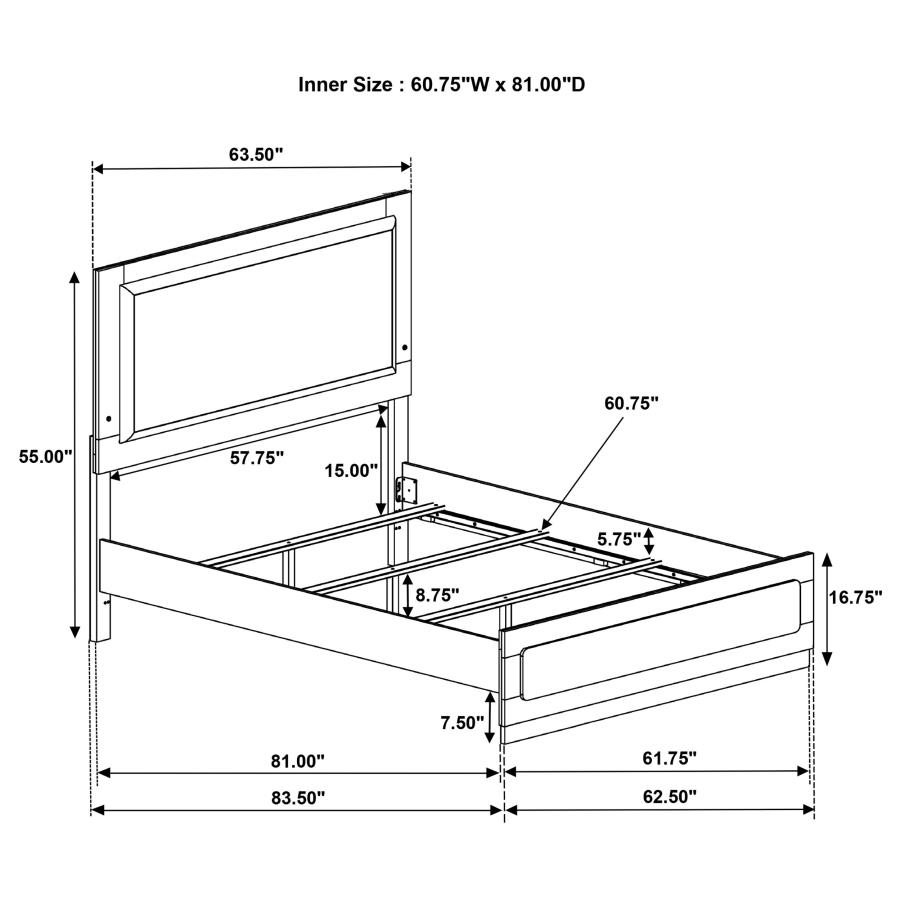 (image for) Caraway Wood Queen LED Panel Bed White