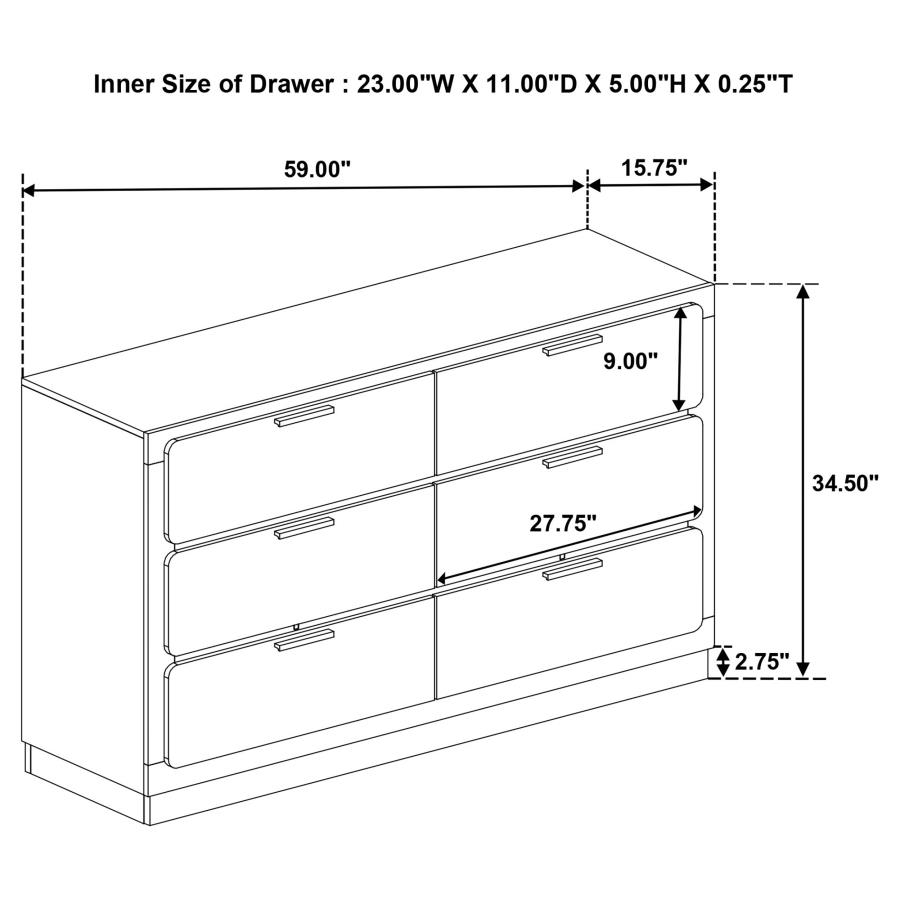 (image for) Caraway 6-drawer Dresser White