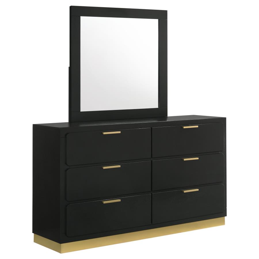 (image for) Caraway 6-drawer Dresser with Mirror Black - Click Image to Close