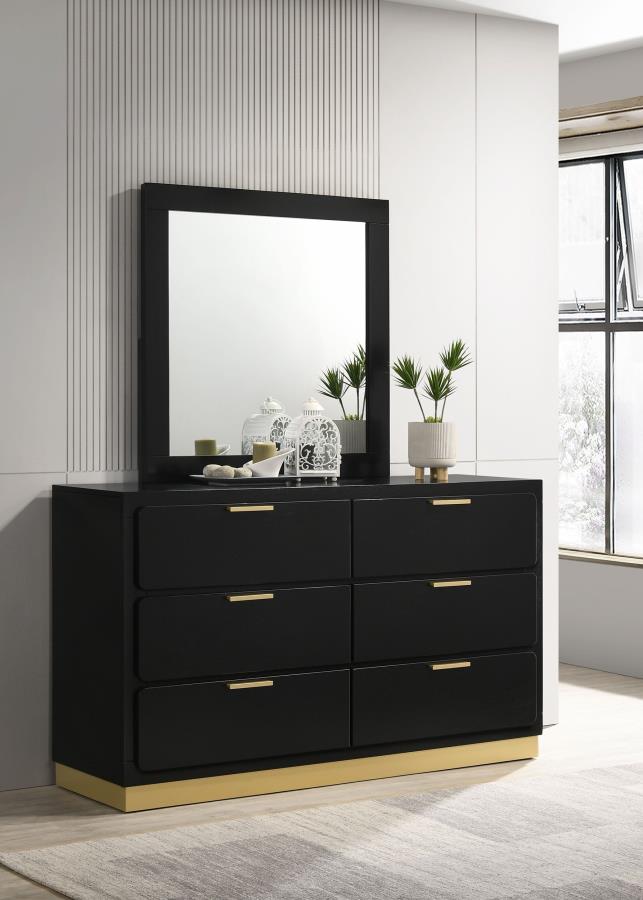 (image for) Caraway 6-drawer Dresser with Mirror Black