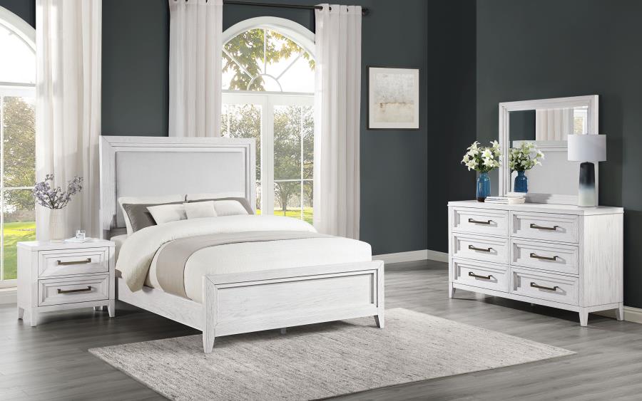 (image for) Marielle 4-piece Eastern King Bedroom Set Distressed White - Click Image to Close