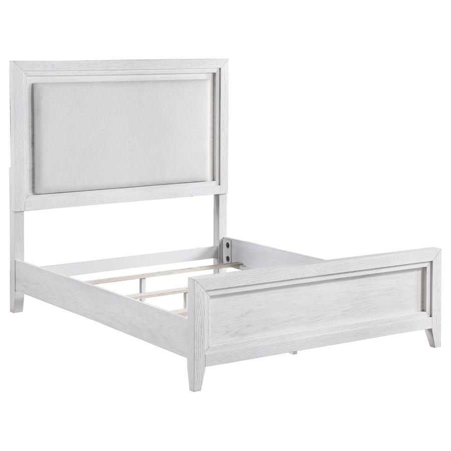 (image for) Marielle Eastern King Panel Bed Distressed White 