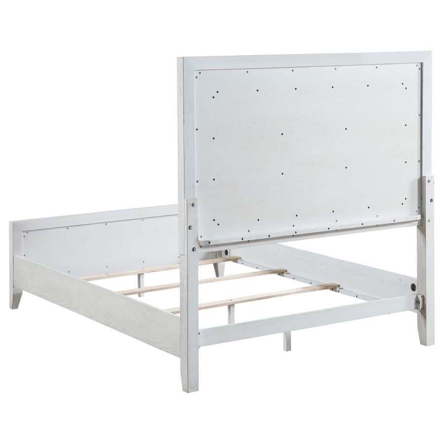 (image for) Marielle Eastern King Panel Bed Distressed White 