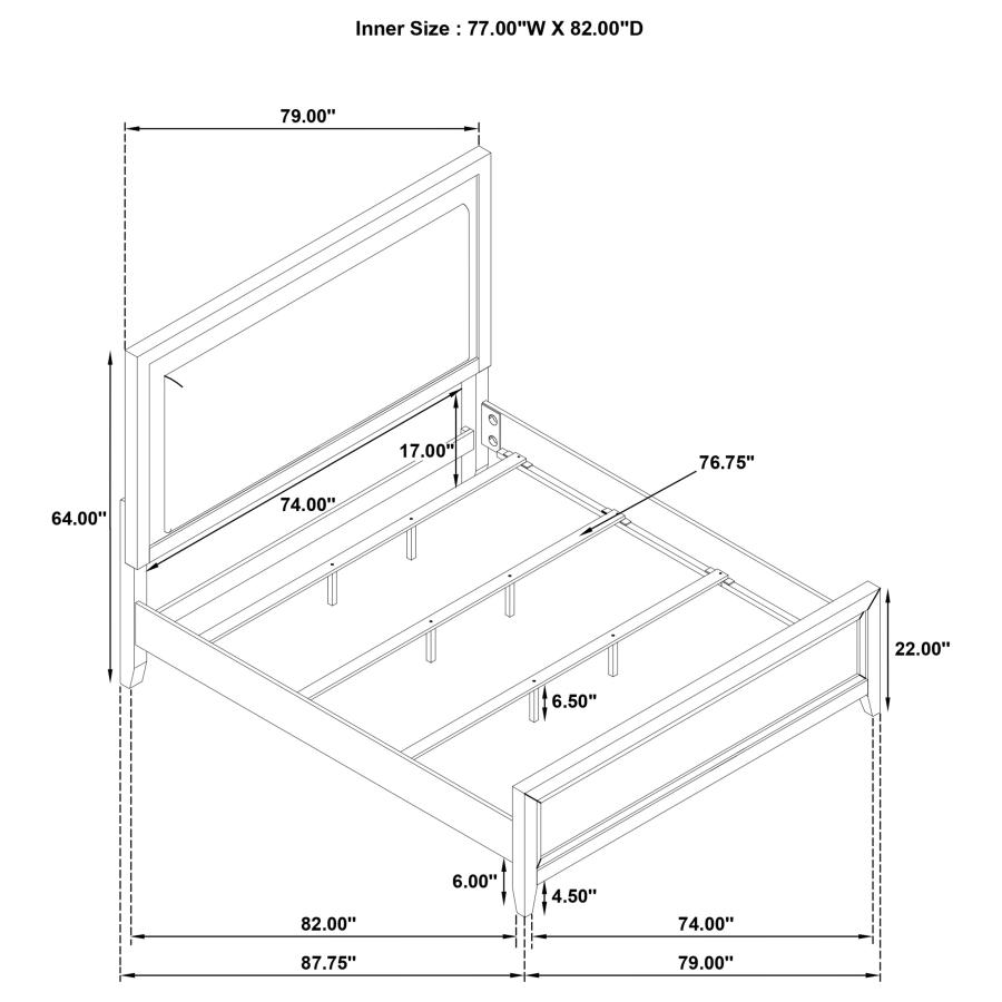 (image for) Marielle Eastern King Panel Bed Distressed White 