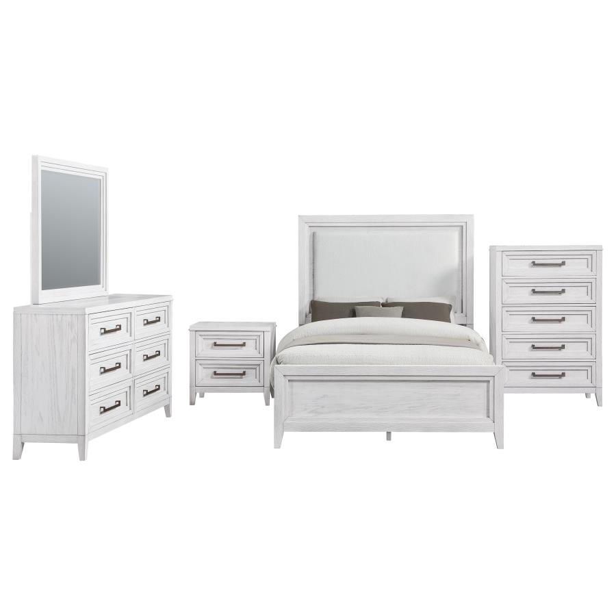 (image for) Marielle 5-piece Cal King Bedroom Set Distressed White 