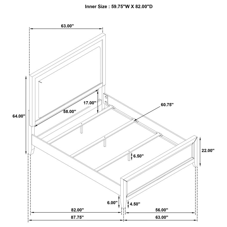 (image for) Marielle Queen Upholstered Panel Bed Distressed White