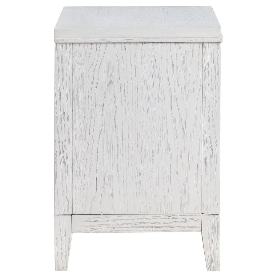 (image for) Marielle 2-drawer Nightstand Bedside Table Distressed White 