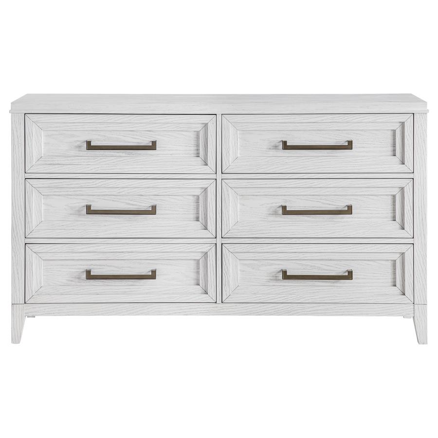 (image for) Marielle 6-drawer Bedroom Dresser Distressed White 