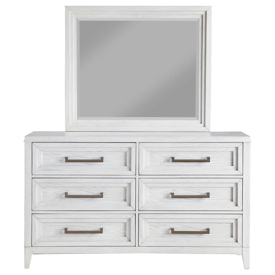 (image for) Marielle 6-drawer Dresser with Mirror Distressed White 