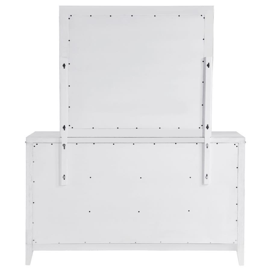 (image for) Marielle 6-drawer Dresser with Mirror Distressed White 