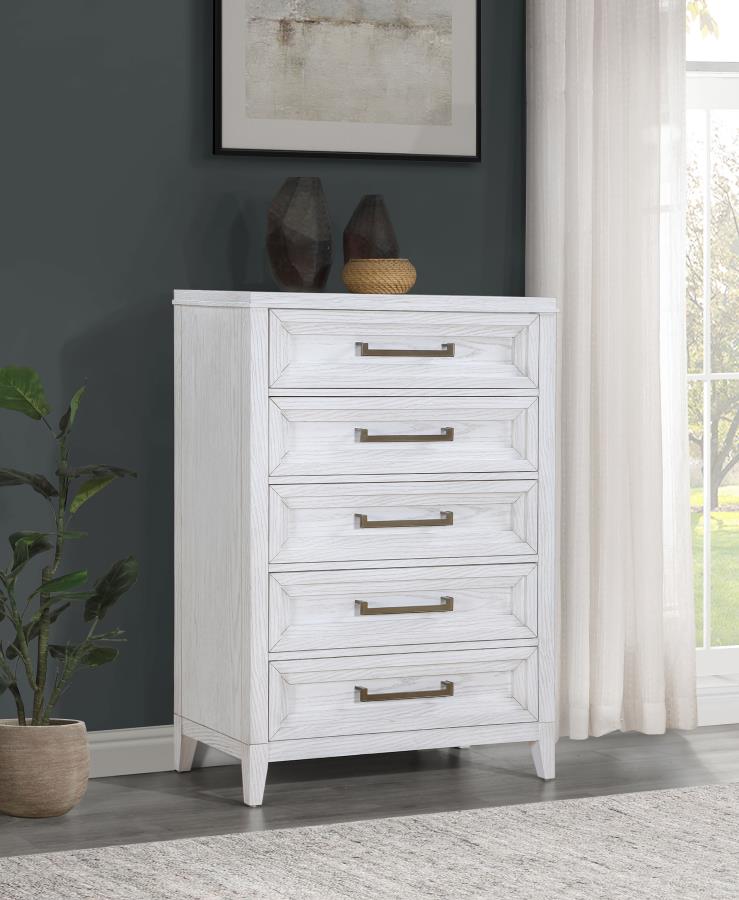 (image for) Marielle 5-drawer Bedroom Chest Distressed White 