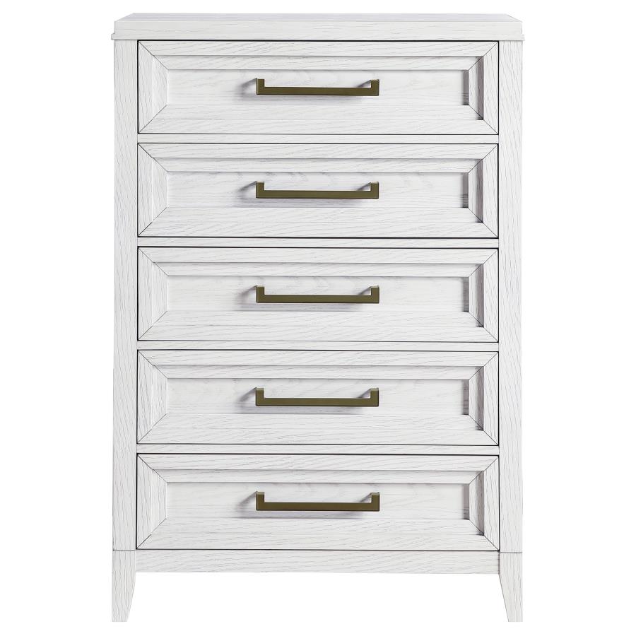 (image for) Marielle 5-drawer Bedroom Chest Distressed White 