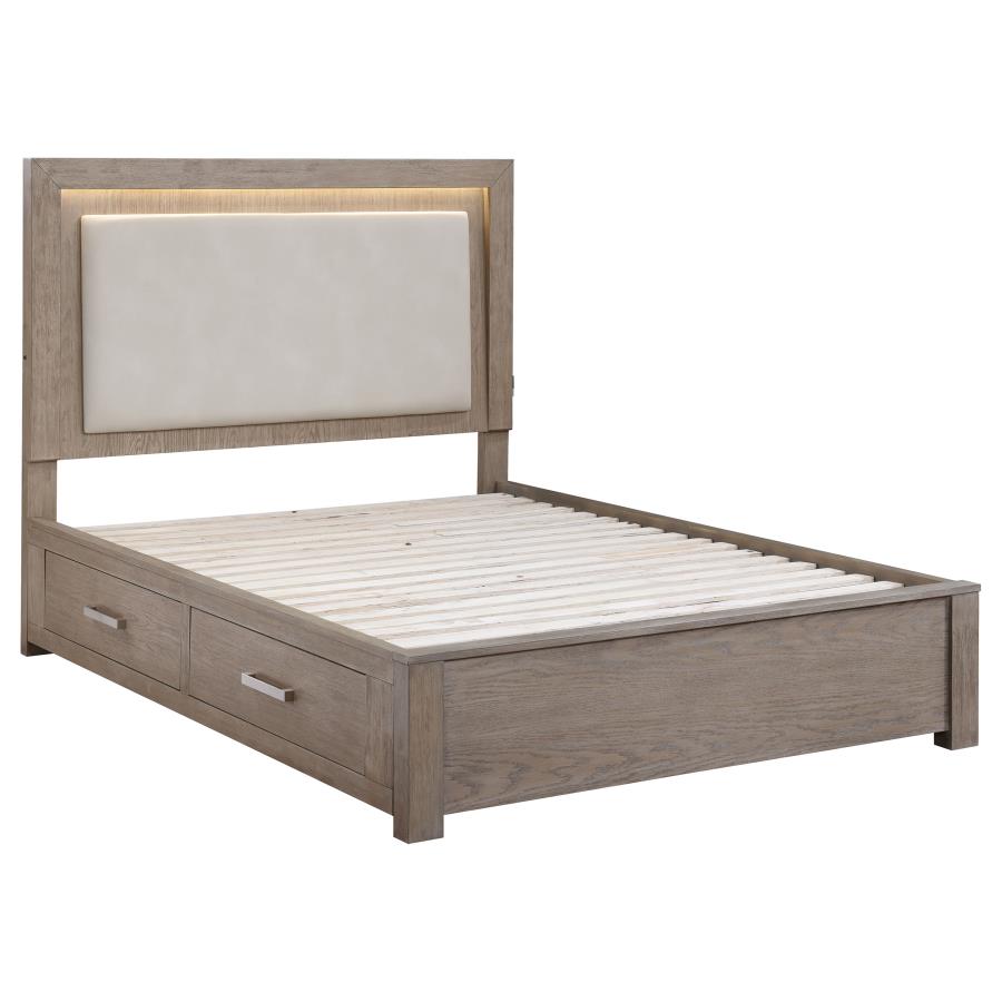 (image for) Kenora 56-inch Queen LED Storage Bed Barley Brown