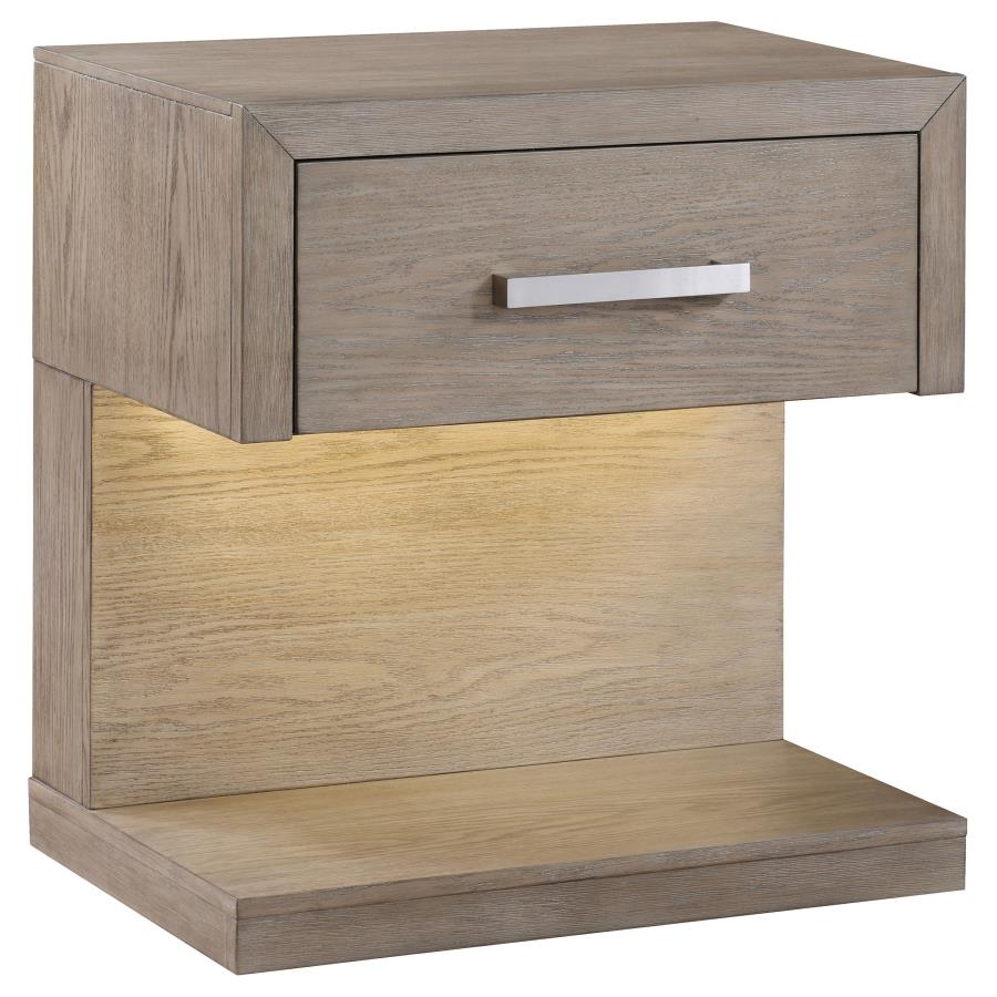 (image for) Kenora 1-drawer Nightstand Bedside Table Barley Brown - Click Image to Close