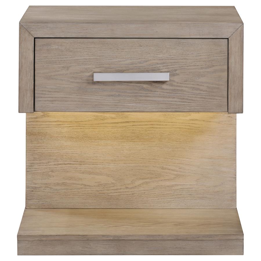 (image for) Kenora 1-drawer Nightstand Bedside Table Barley Brown