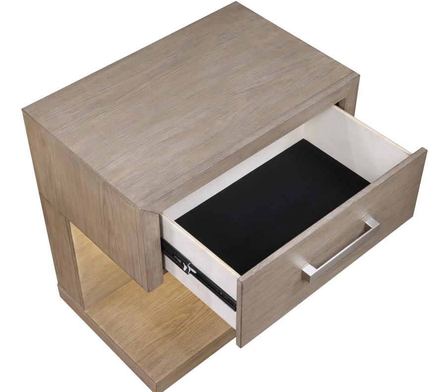 (image for) Kenora 1-drawer Nightstand Bedside Table Barley Brown