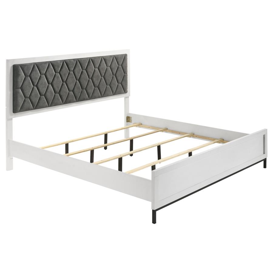 (image for) Sonora Eastern King Upholstered Panel Bed White 