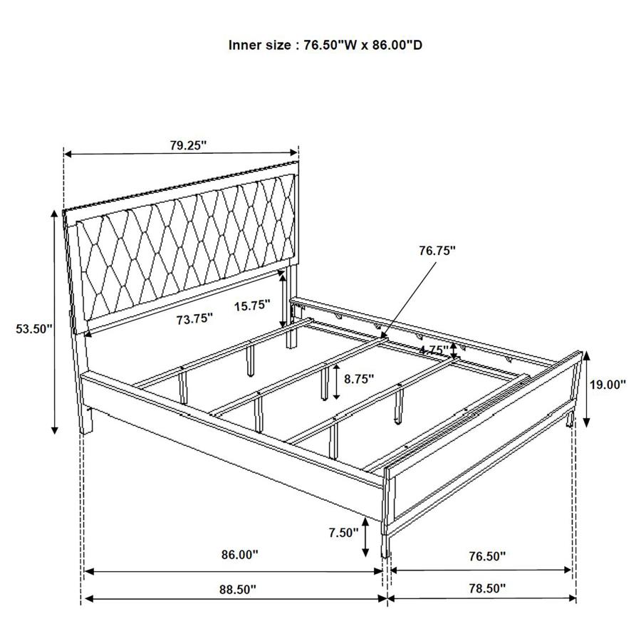 (image for) Sonora California King Upholstered Panel Bed White 