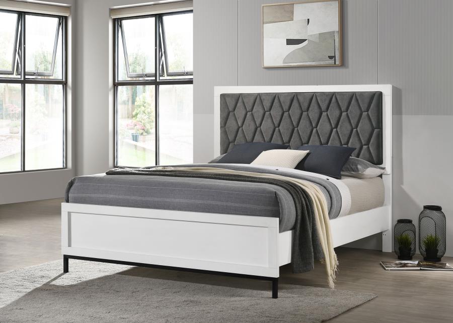 (image for) Sonora Queen Upholstered Panel Bed White 