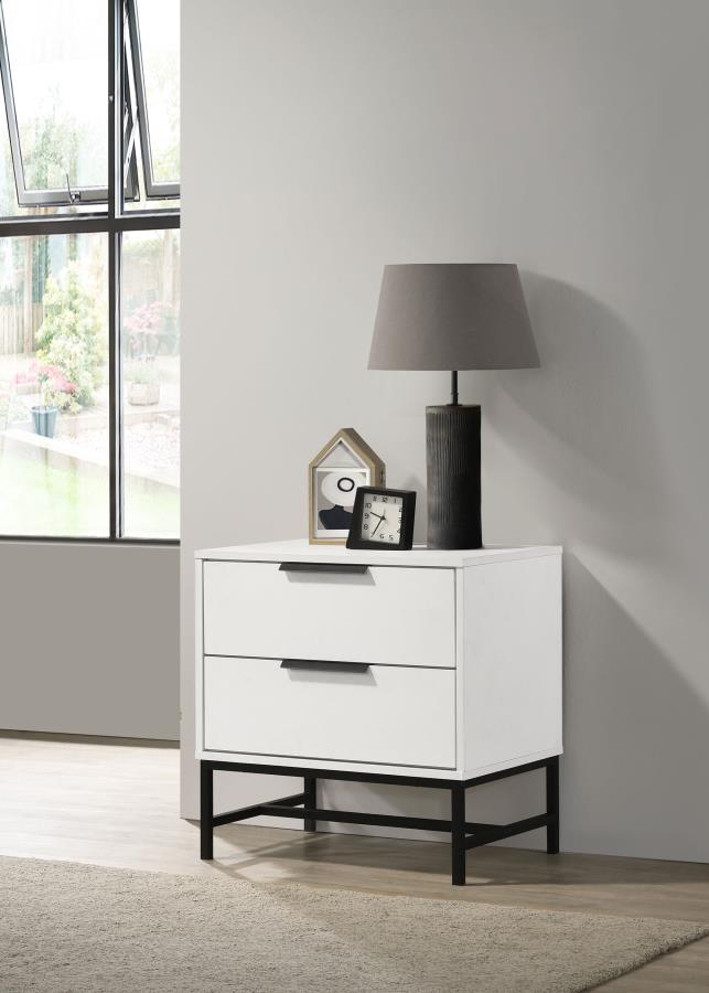 (image for) Sonora 2-drawer Nightstand Bedside Table White 