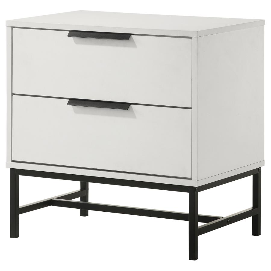 (image for) Sonora 2-drawer Nightstand Bedside Table White 