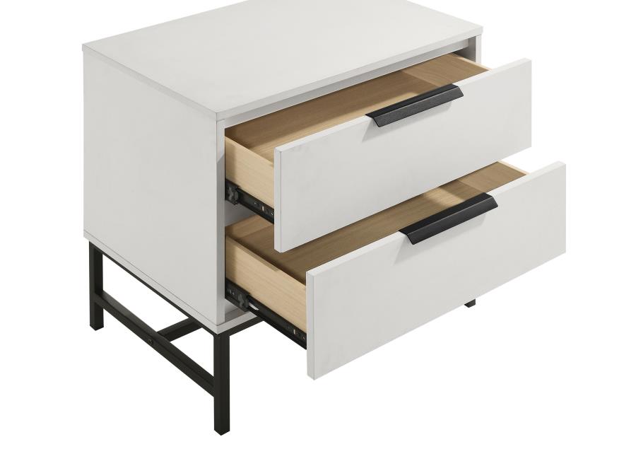 (image for) Sonora 2-drawer Nightstand Bedside Table White 