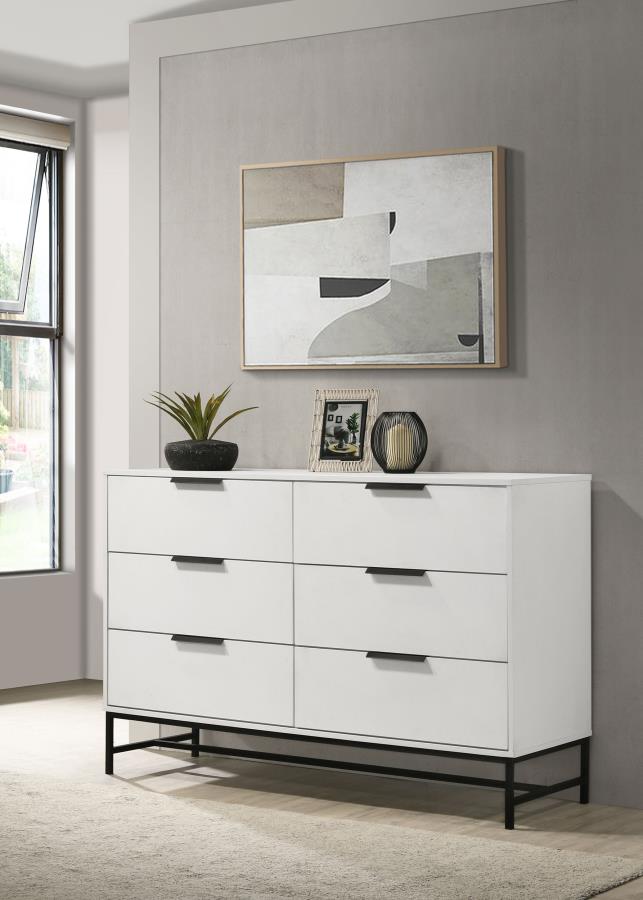 (image for) Sonora 6-drawer Bedroom Dresser White 