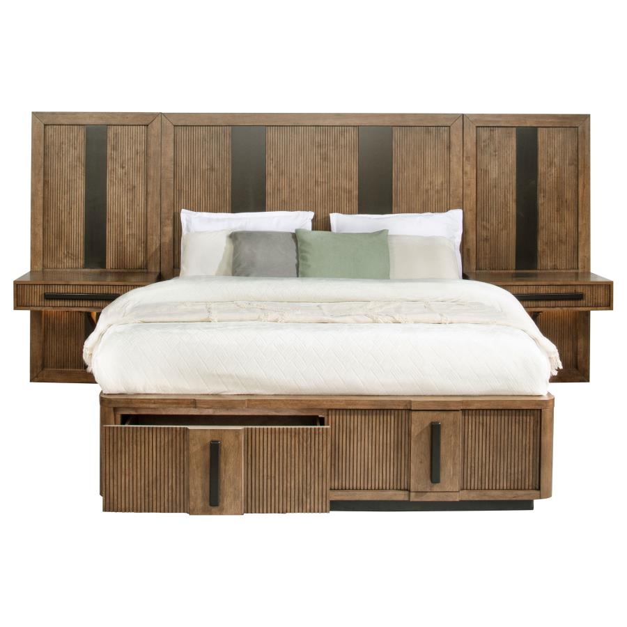 (image for) Terrace California King Wall Panel Storage Bed Ash Brown