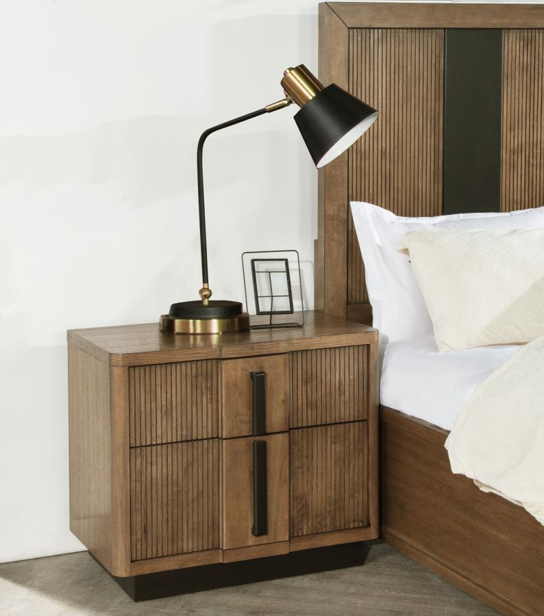 (image for) Terrace 2-drawer Nightstand Bedside Table Ash Brown