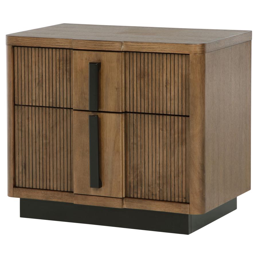 (image for) Terrace 2-drawer Nightstand Bedside Table Ash Brown