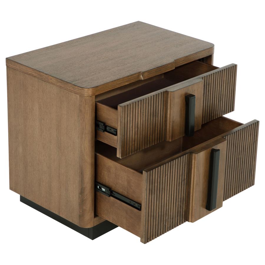 (image for) Terrace 2-drawer Nightstand Bedside Table Ash Brown