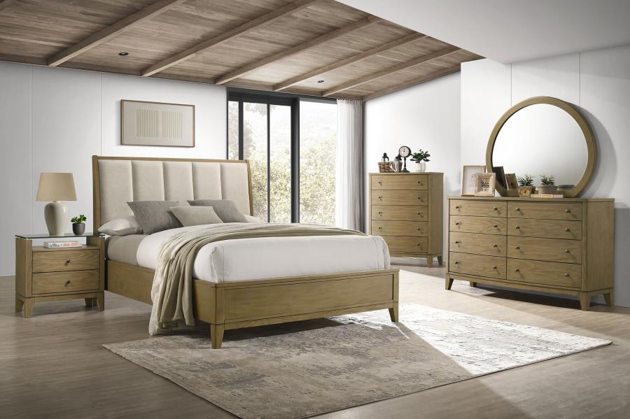 (image for) Granada Upholstered Eastern King Panel Bed Natural Pine