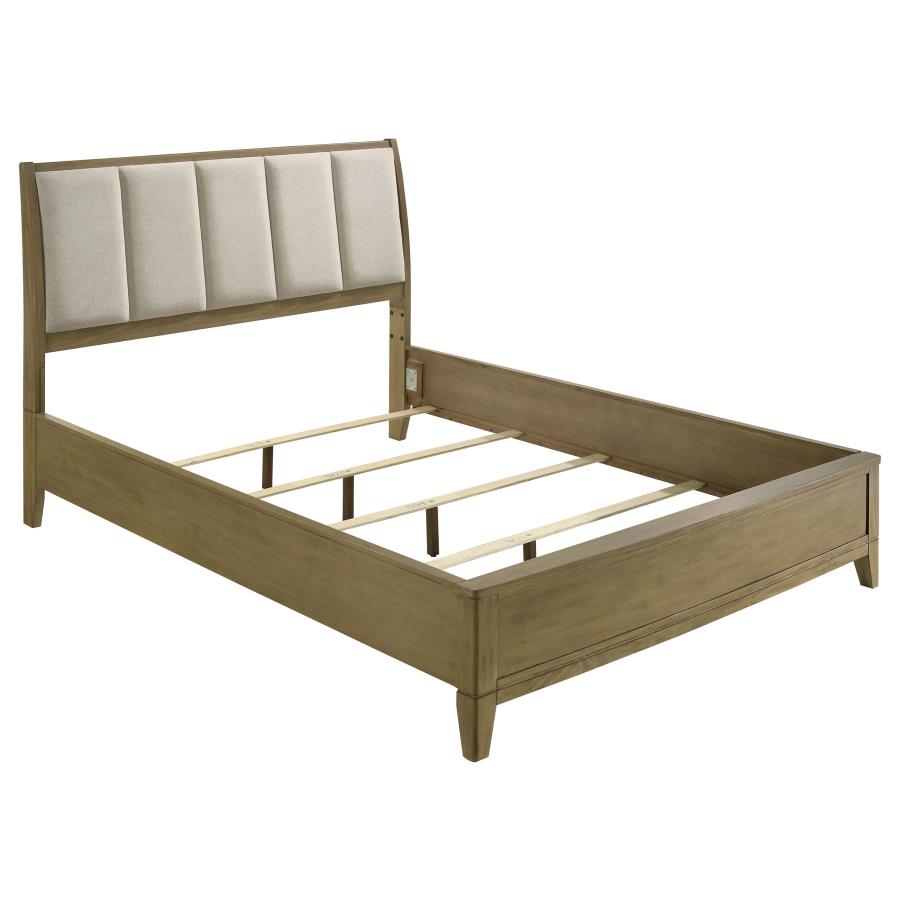 (image for) Granada Upholstered California King Panel Bed Natural Pine