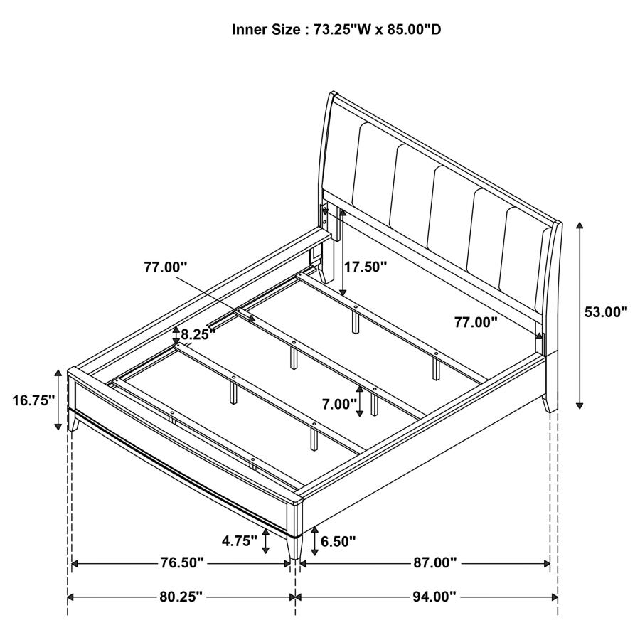 (image for) Granada Upholstered California King Panel Bed Natural Pine