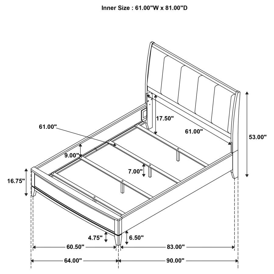 (image for) Granada Upholstered Queen Panel Bed Natural Pine