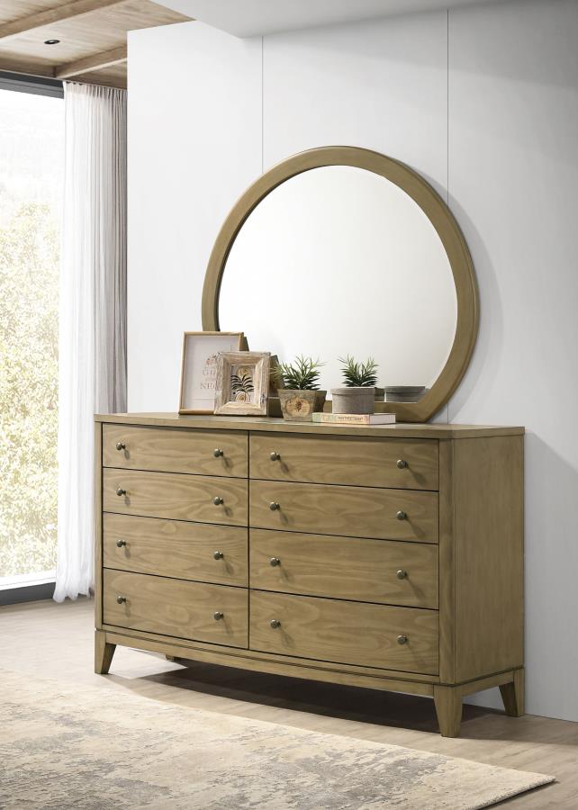 (image for) Granada 8-drawer Dresser and Mirror Natural Pine