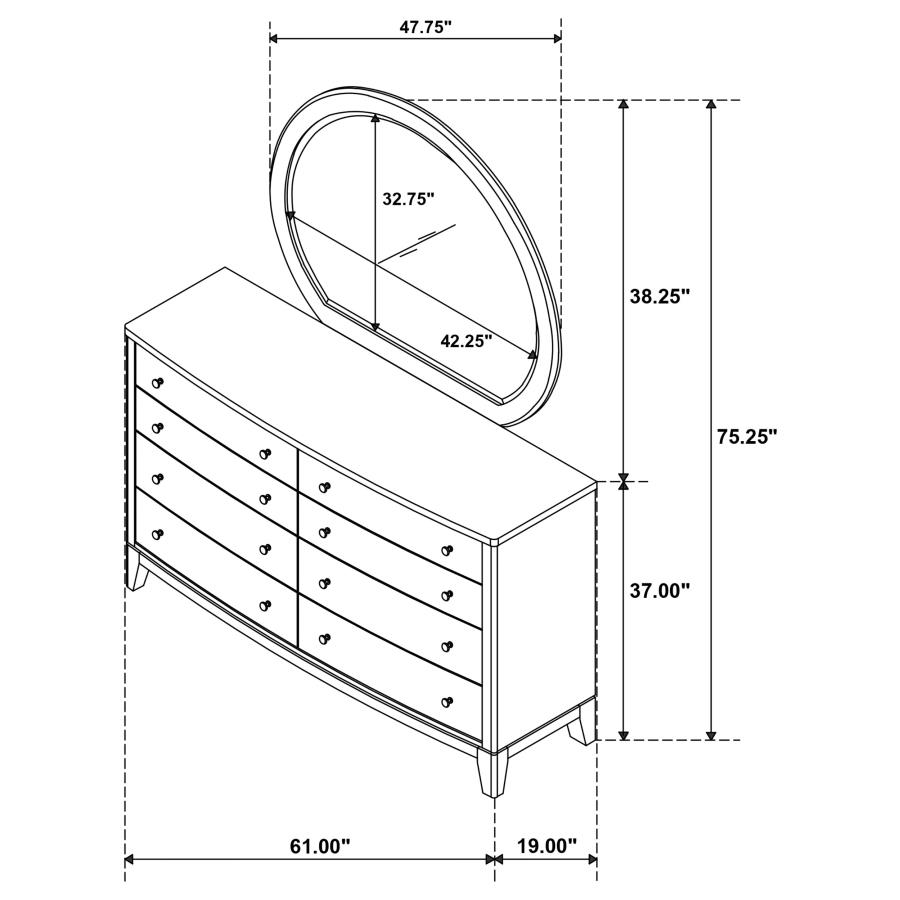 (image for) Granada 8-drawer Dresser and Mirror Natural Pine