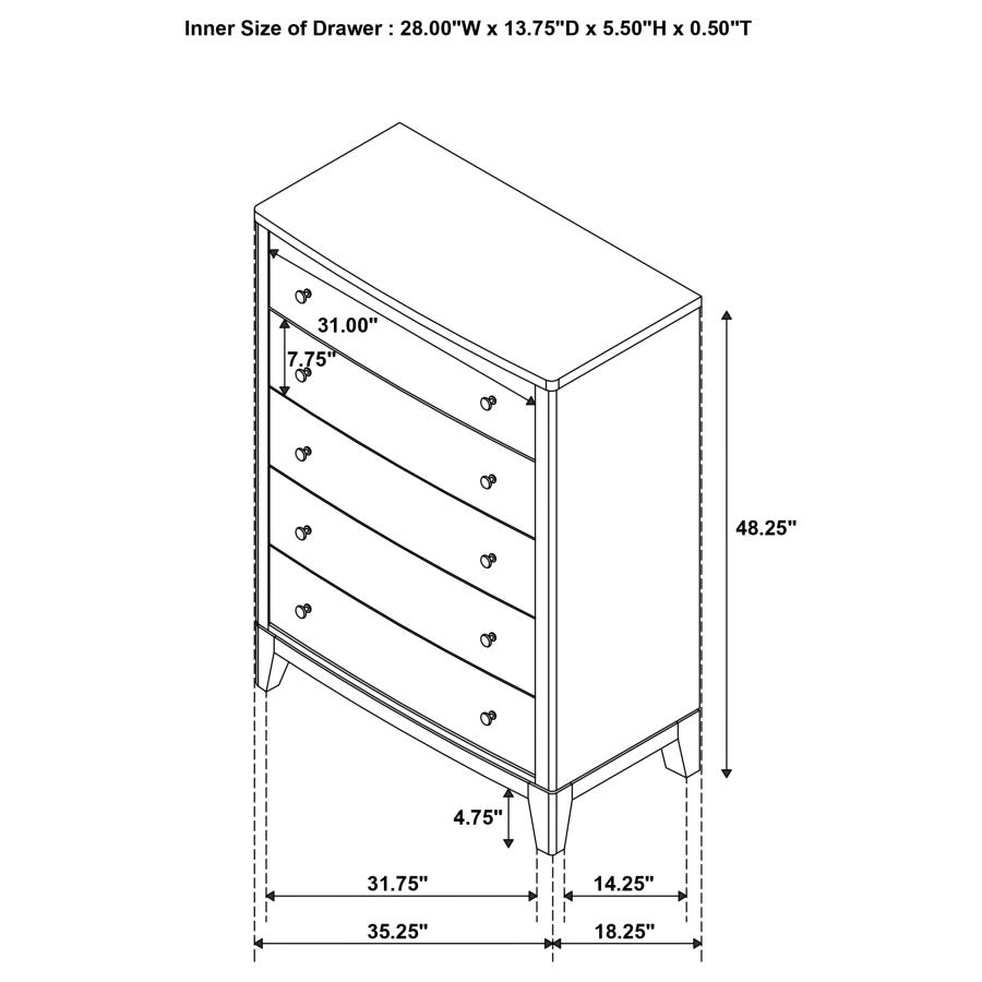 (image for) Granada 5-drawer Bedroom Chest of Drawers Natural Pine