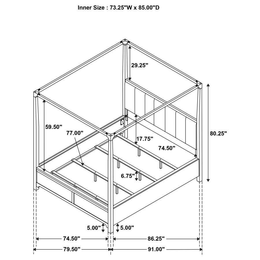 (image for) Gran Park California King Four Poster Canopy Bed Dark Cocoa