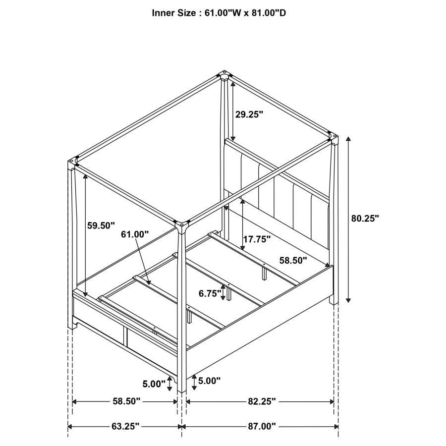 (image for) Gran Park Queen Four Poster Canopy Bed Dark Cocoa