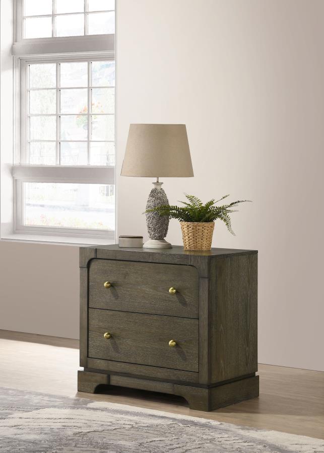 (image for) Gran Park 2-drawer Nightstand Bedside Table Dark Cocoa