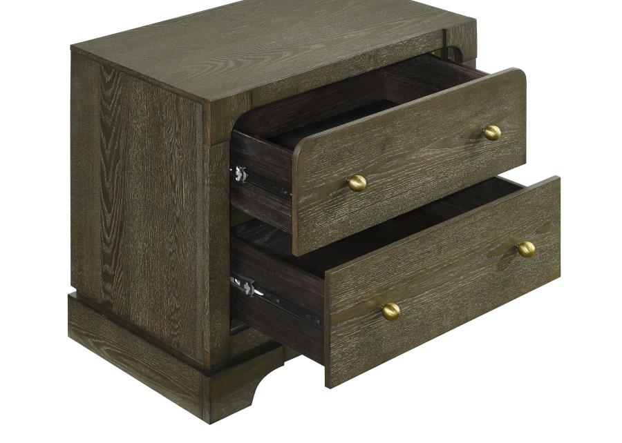 (image for) Gran Park 2-drawer Nightstand Bedside Table Dark Cocoa