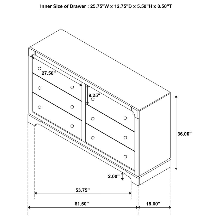 (image for) Gran Park 6-drawer Dresser Cabinet Dark Cocoa