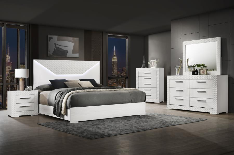 (image for) Ives 5-piece Eastern King Bedroom Set White High Gloss - Click Image to Close