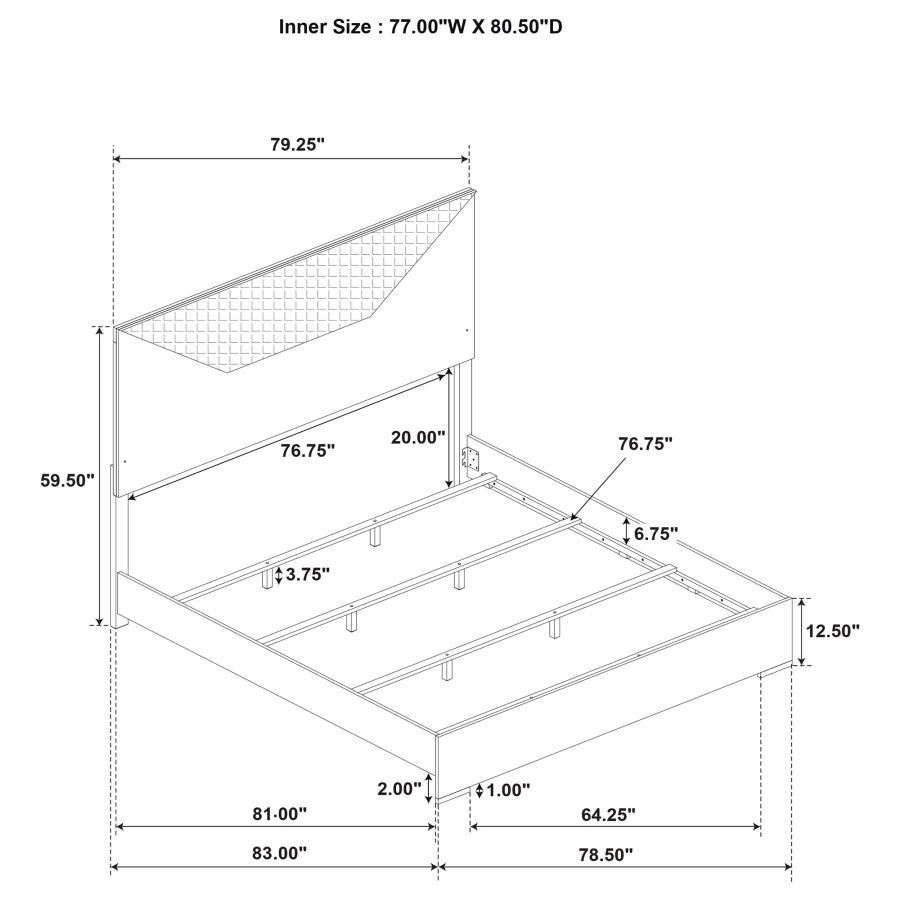 (image for) Ives Eastern King Panel Bed LED Headboard White High Gloss